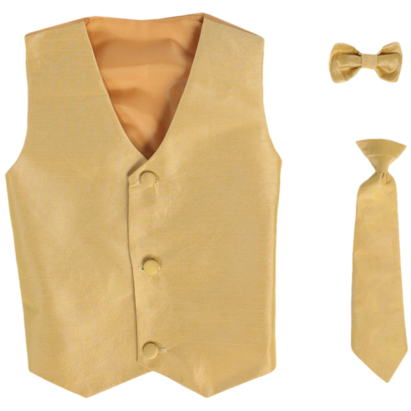 Boys Gold Poly Silk Waistcoat and Tie Set (3 months to 14 years)