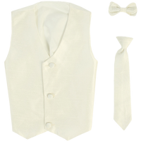 Boys Ivory Poly Silk Waistcoat and Tie Set (3 months to 14 years)