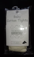 Little Girls Cream Cotton Tights  1/2, 2/3 and 3/4 years