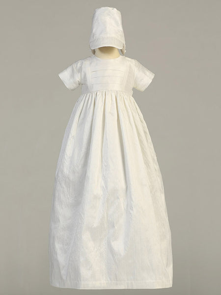 JAMIE 100% Raw Silk Antique White Unisex Traditional Heirloom Gown (sizes 0-18m)