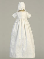 JAMIE 100% Raw Silk Antique White Unisex Traditional Heirloom Gown (sizes 0-18m)