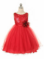 SALE KD305 Red Sequined Bodice Dress (4 & 8 years only)