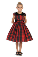 SALE KD495A Classic Plaid Red Dress with Velvet Collar (4 years only)