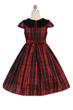 SALE KD495A Classic Plaid Red Dress with Velvet Collar (4 years only)