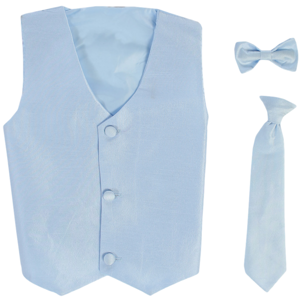 Boys Light Blue Poly Silk Waistcoat and Tie Set (3 months to 14 years)