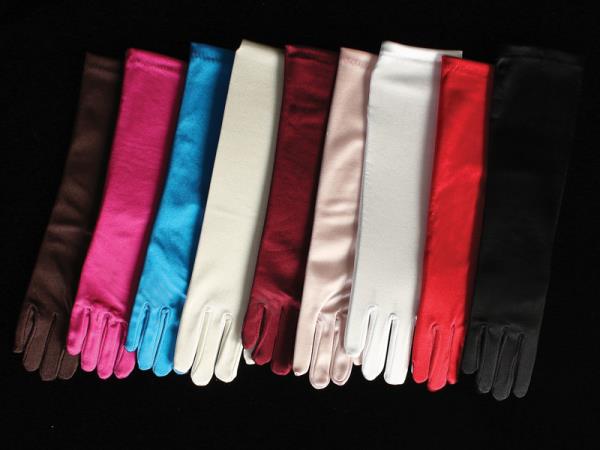 Long Stretch Satin Gloves (various colours)