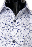M5 White Formal Shirt with Navy & Grey Leaf Pattern (7-13 years)