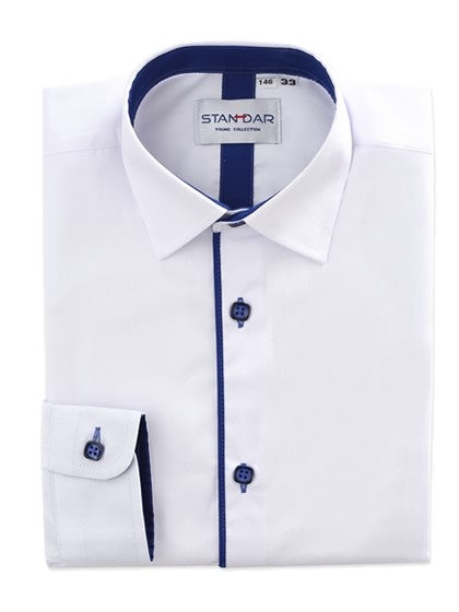 M6 White/Blue Boys Shirt (1-14 years)