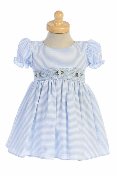 M743 Light Blue Cotton Seersucker Dress (3 months - 4 years)