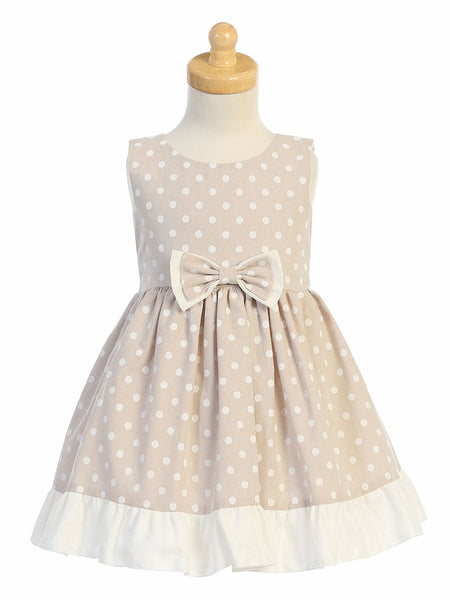 M757 Chambray Cotton Polka Dot Dress (3 months - 4 years)