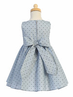 M758 (Blue Cotton Spandex Polka Dot Dress 2 -10 years)