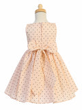 M758 Blush Pink Cotton Spandex Polka Dot Dress (2 -8 years)