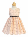 M758 Blush Pink Cotton Spandex Polka Dot Dress (2 -8 years)