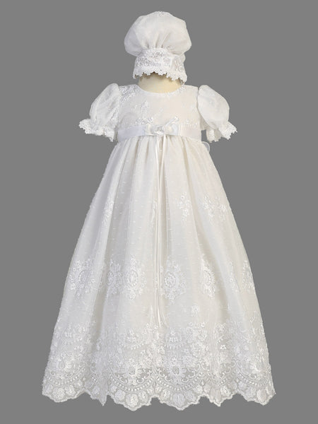 MADISON Long White Christening Gown (0-18m)