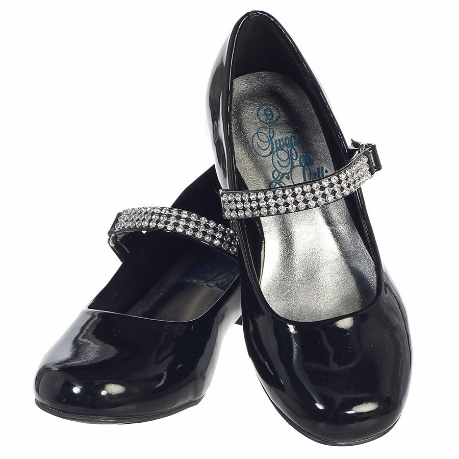 MIA Black Dress Shoes with Rhinestone Strap and Small Heel Junior Size –  Leanaí Athlone