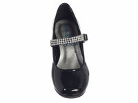 MIA Black Dress Shoes with Rhinestone Strap and Small Heel Junior Sizes 9 to 6