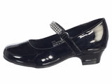 MIA Black Dress Shoes with Rhinestone Strap and Small Heel Junior Sizes 9 to 6