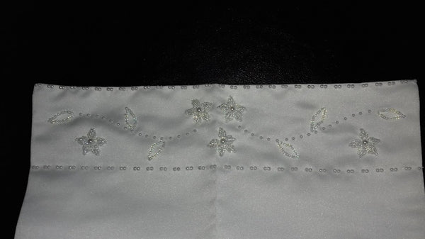 SALE Beaded White Matte Satin Shawl