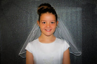 White Veil with Pencil Edge on Comb