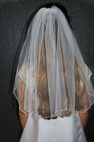 V0397W1 Beautiful White Veil with Silver Edge
