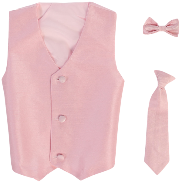 Boys Pink Poly Silk Waistcoat and Tie Set (3 months to 14 years)