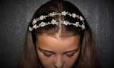 F0858 Flexible Double Line Tiara Hairband Headpiece with Pearls