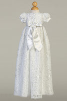 SUZANA White Long Christening Gown (0-18m)