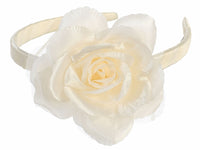 T-96 Off-Centre Rose on Satin Wrapped Headband (Various Colours)