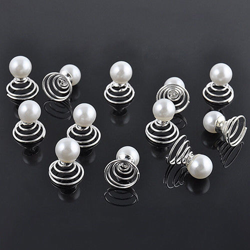 12 Pearl Spiral Hair Pins