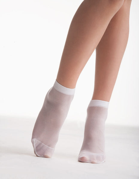 ULIANA Girls White Fine Mesh Socks (5-10 years)