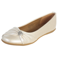 LAST CHANCE WENDY Ivory Flat Pump Dress Shoes Junior Sizes 10 to 4