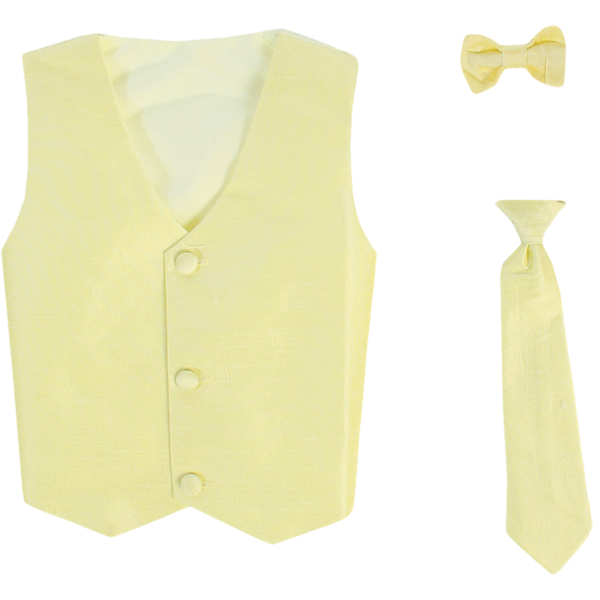 735 Boys Yellow Poly Silk Waistcoat and Tie Set 3 months to 14 years
